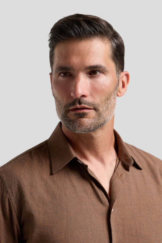 Brun hørskjorte Shirtmakers
