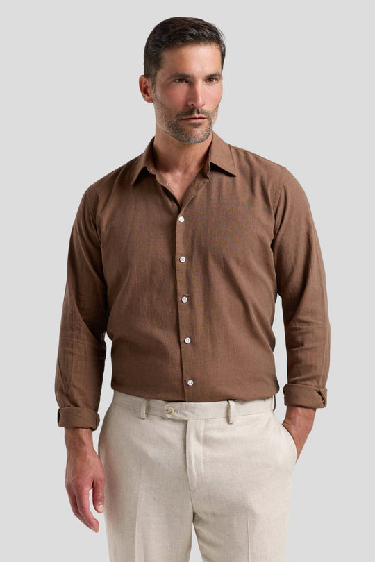 Brun hørskjorte Shirtmakers
