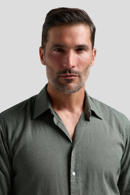 Grøn hørskjorte Shirtmakers