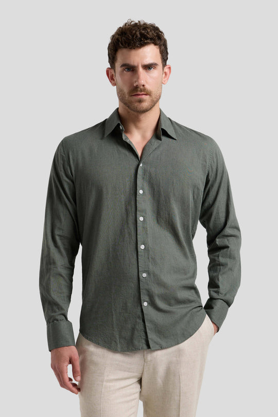 Grøn hørskjorte Shirtmakers