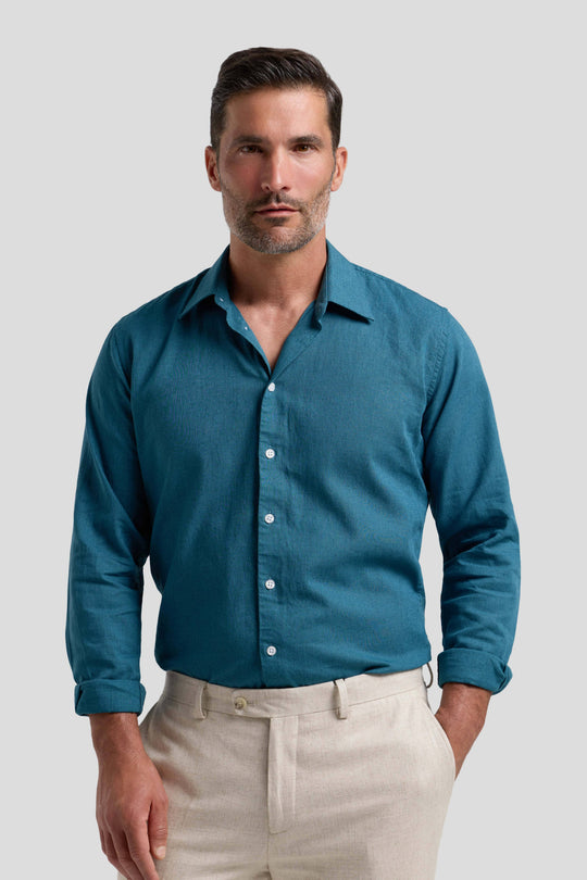 Petrol hørskjorte Shirtmakers