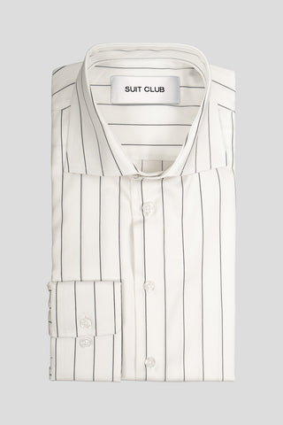 Signatur poplin skjorte hvid slim med sorte striber Shirtmakers