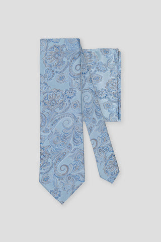 Slips & lommekluds pakke (lyseblå paisley i silke) suitclub.dk