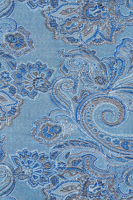 Lyseblåt paisley silkeslips PVD