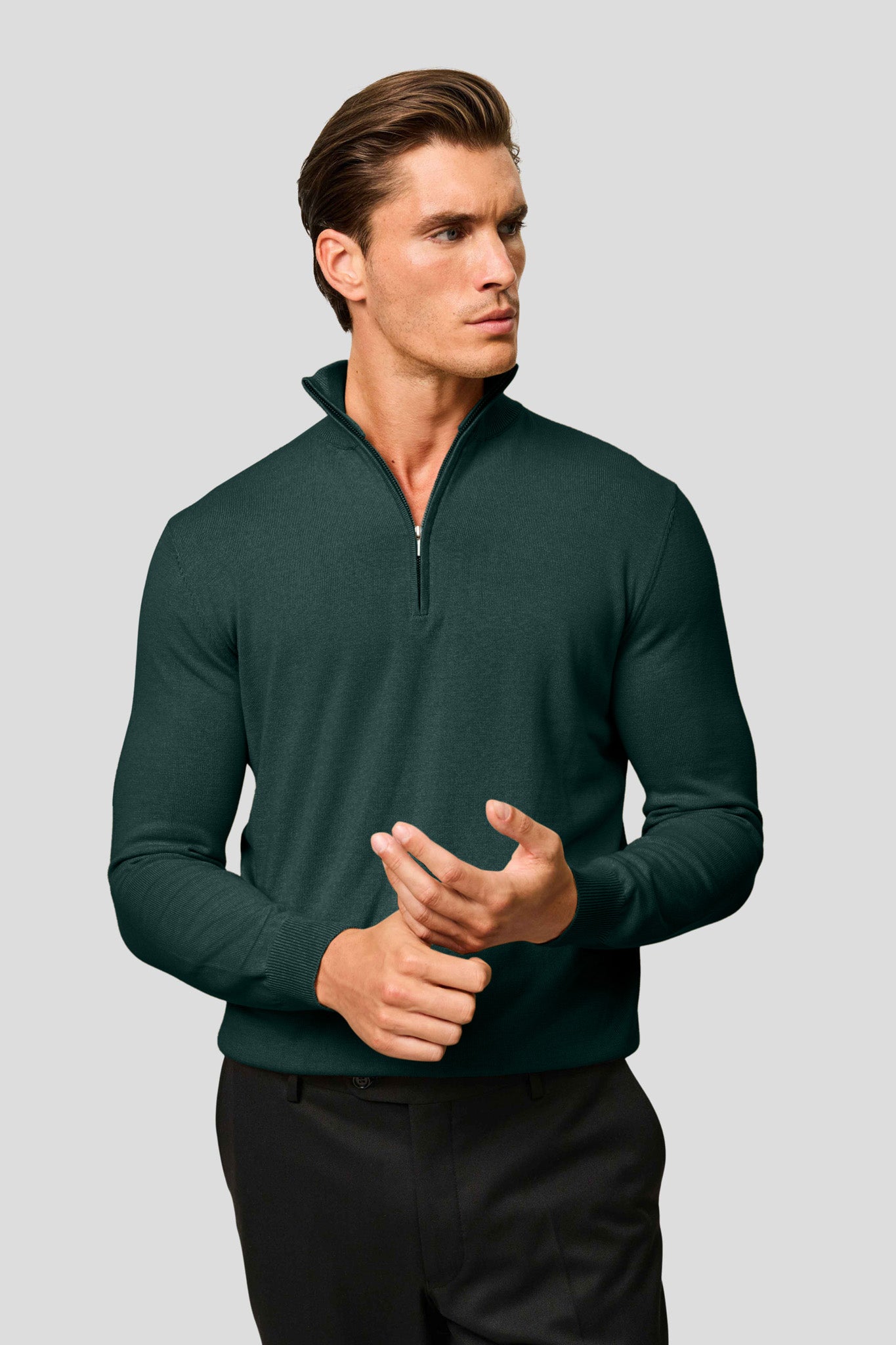 Mørkegrøn half-zip striktrøje HVIID