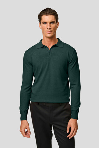 Mørkegrøn langærmet polo HVIID