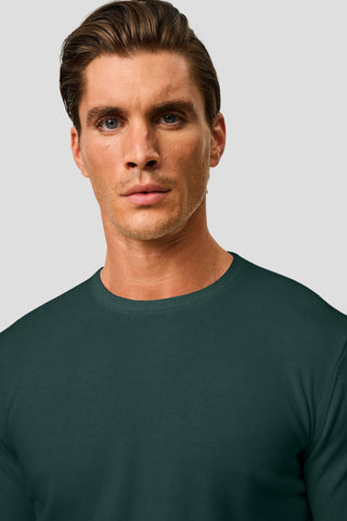 Mørkegrøn o-neck striktrøje HVIID