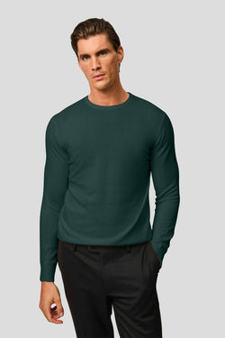 Mørkegrøn o-neck striktrøje