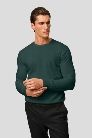 Mørkegrøn o-neck striktrøje HVIID