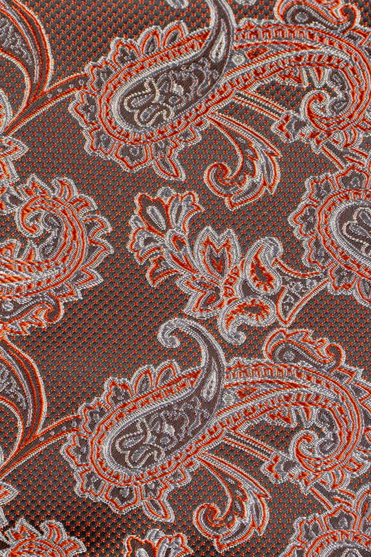 Slips & lommekluds pakke (Orange prikket paisley i silke) suitclub.dk