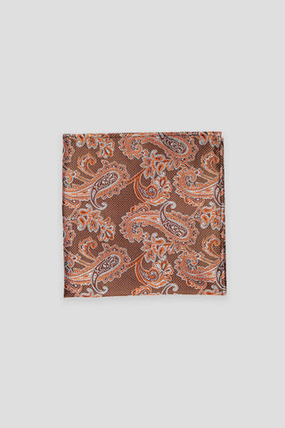 Orange prikket paisley silkelommeklud