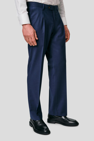 PREMIUM navy habitbukser med nålestriber MBO