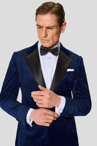 PREMIUM navy velour smoking blazer MBO