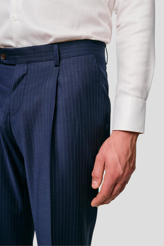 PREMIUM navy habitbukser med nålestriber MBO