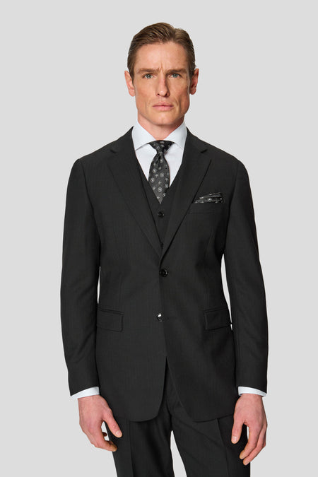 PREMIUM sort three-piece jakkesæt med sildeben