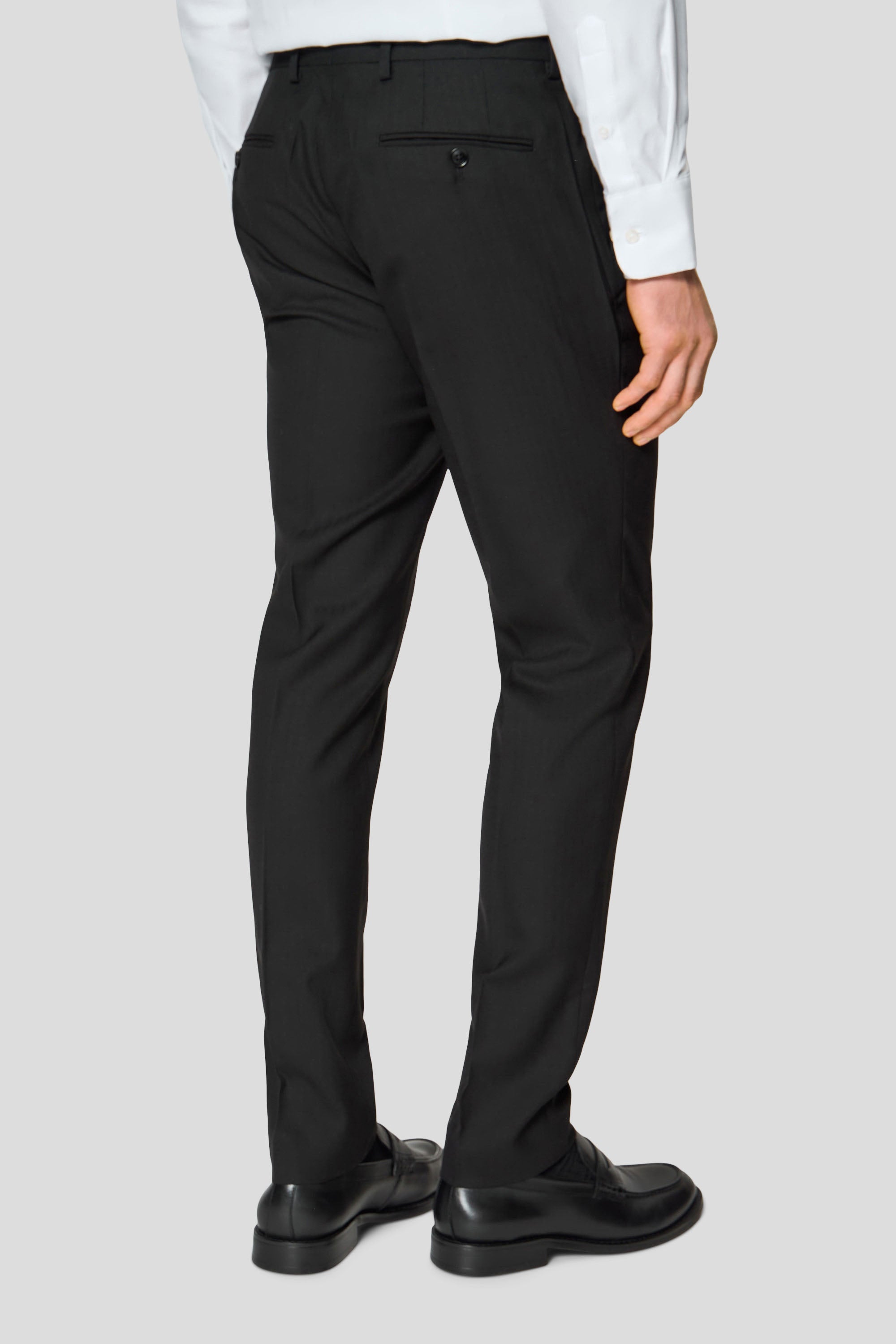 PREMIUM sort dobbeltradet jakkesæt med sildeben PREMIUM