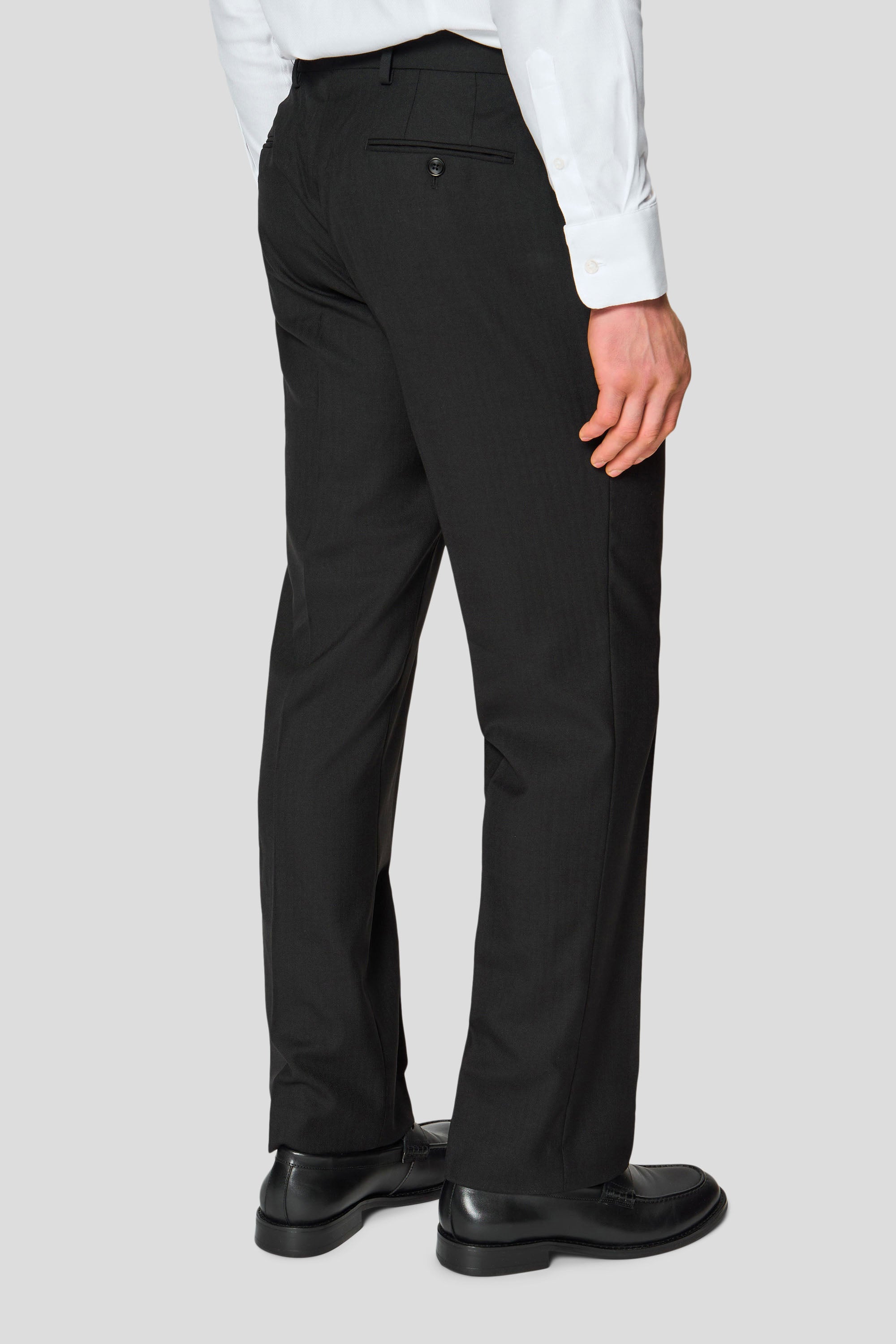 PREMIUM sort dobbeltradet jakkesæt med sildeben PREMIUM