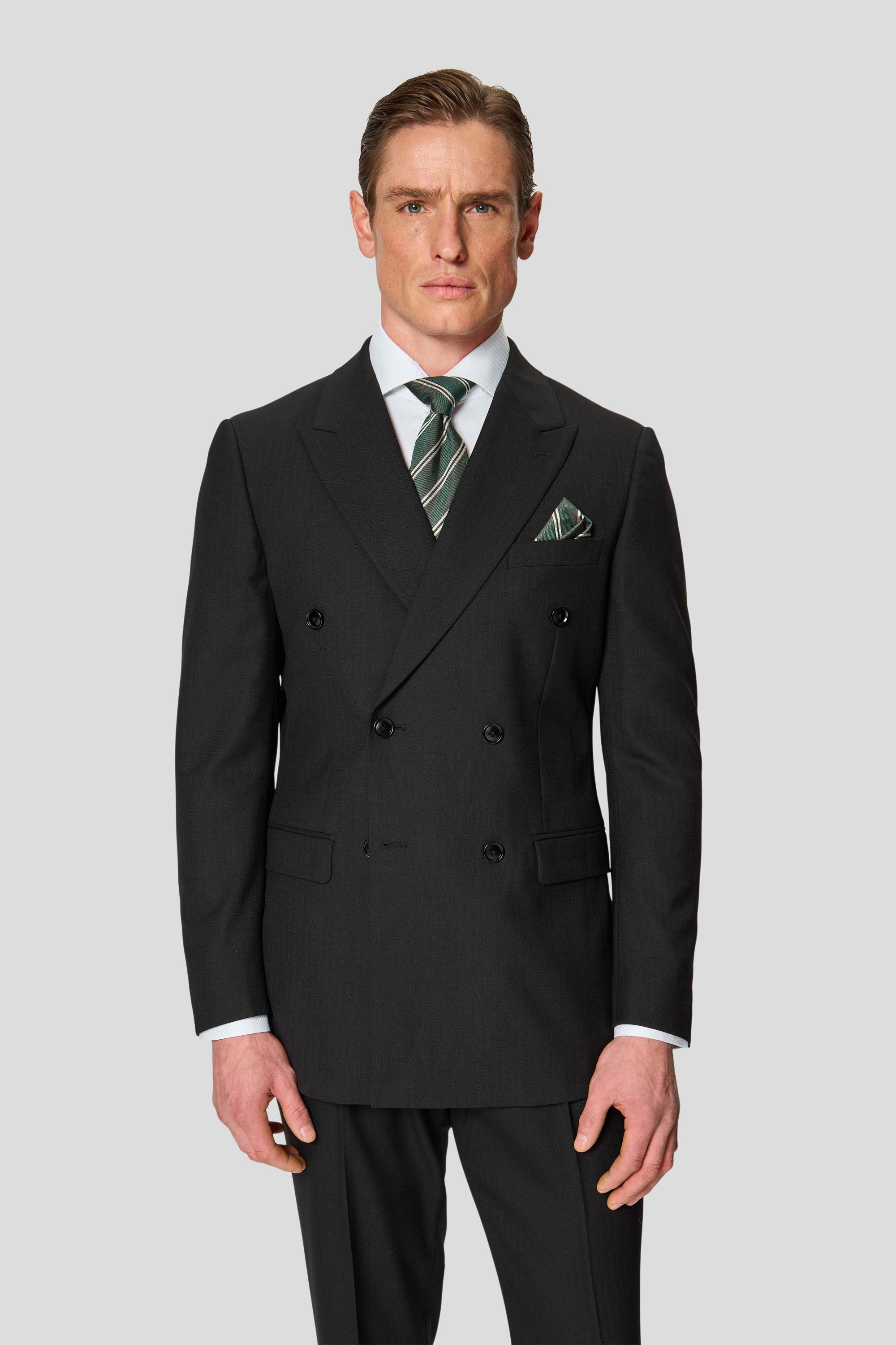 PREMIUM sort dobbeltradet blazer med sildeben MBO