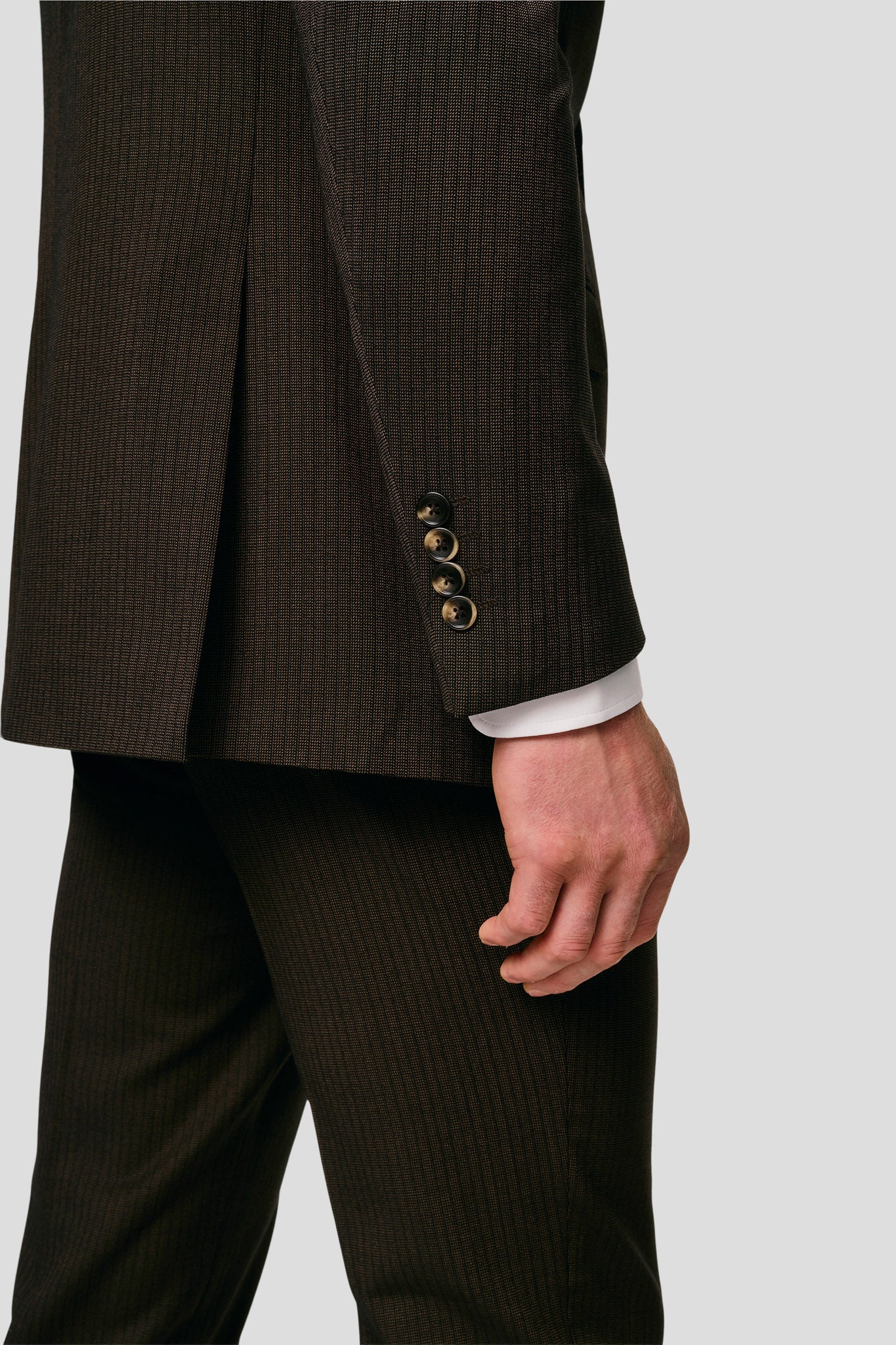 PRESTIGE brunt jakkesæt med striber PRESTIGE