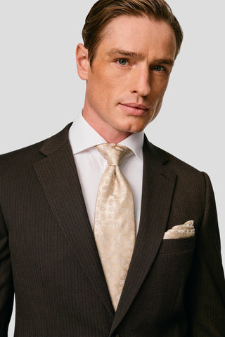 PRESTIGE brunt jakkesæt med striber PRESTIGE