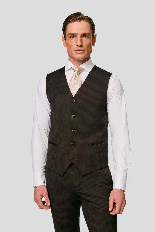 PRESTIGE brun vest med striber MBO