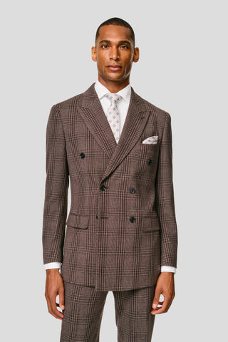 PRESTIGE brun dobbeltradet blazer med tern