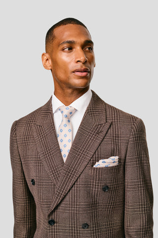 PRESTIGE brun dobbeltradet blazer med tern MBO