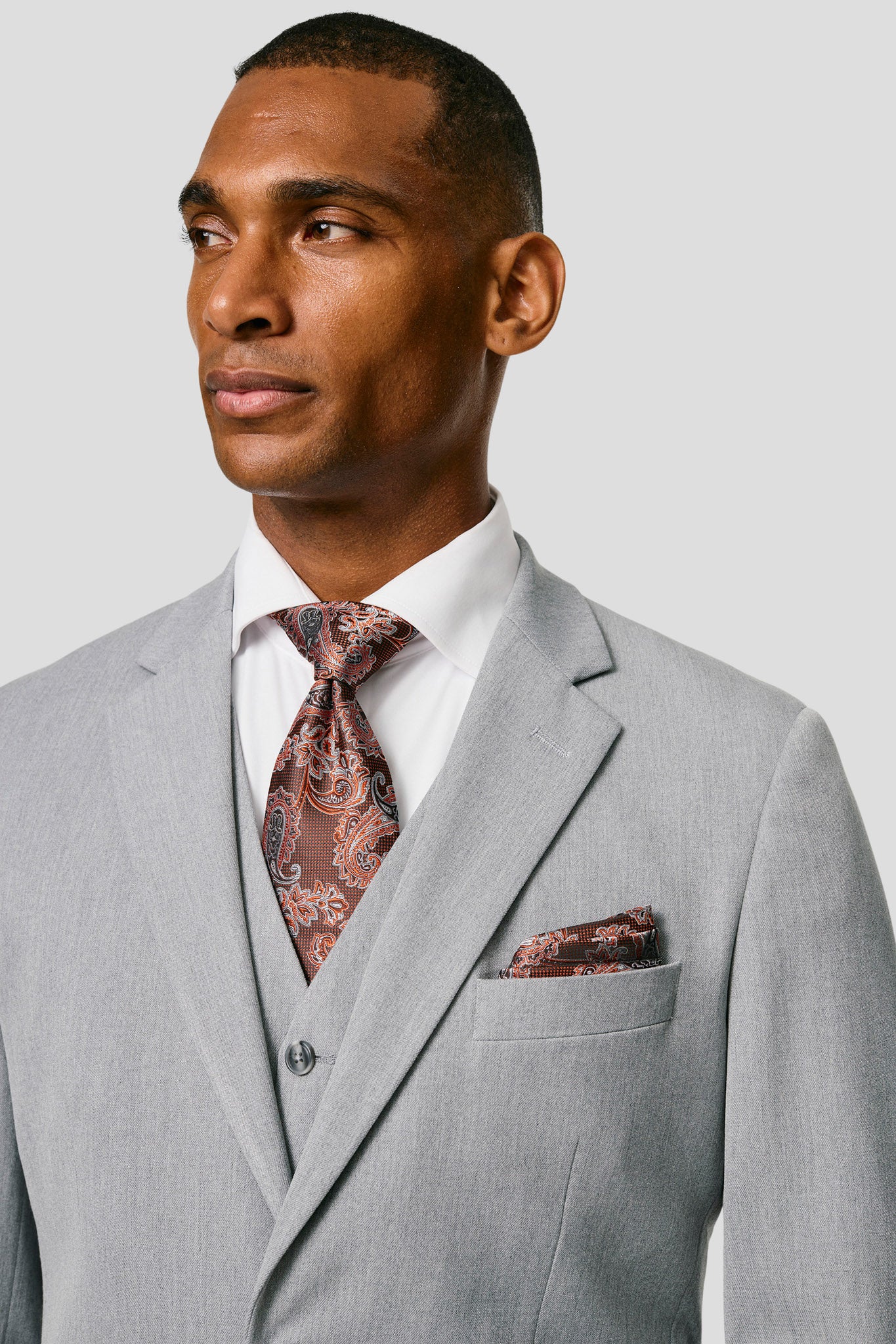 PRESTIGE lysegråt three-piece jakkesæt MBO