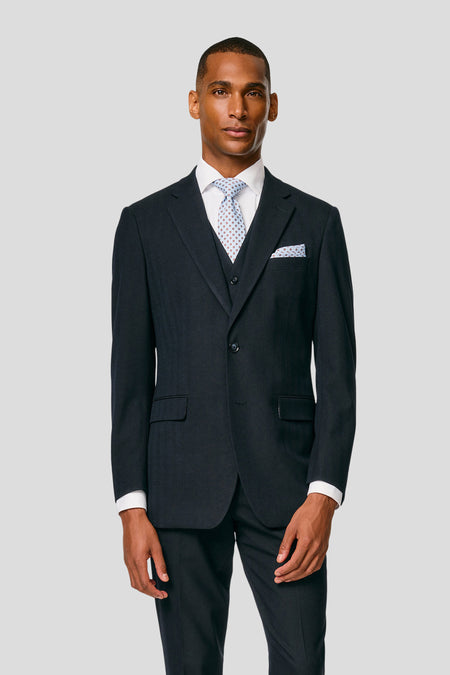 PRESTIGE navy three-piece jakkesæt med sildeben