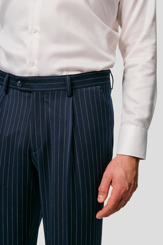 PRESTIGE navy habitbukser med nålestriber MBO