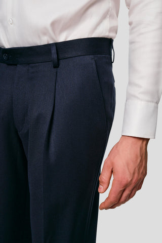 PRESTIGE navy dobbeltradet jakkesæt MBO