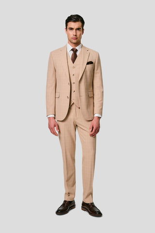 PRESTIGE sand three-piece jakkesæt med tern PRESTIGE