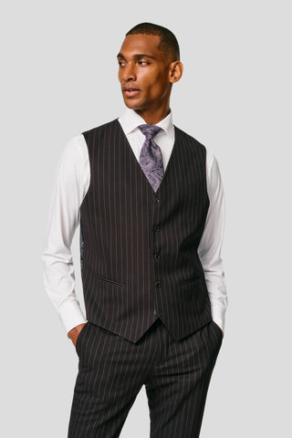 PRESTIGE sort three-piece jakkesæt med nålestriber PRESTIGE