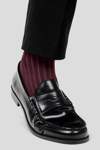 Bordeaux ribbed strømper Lindner