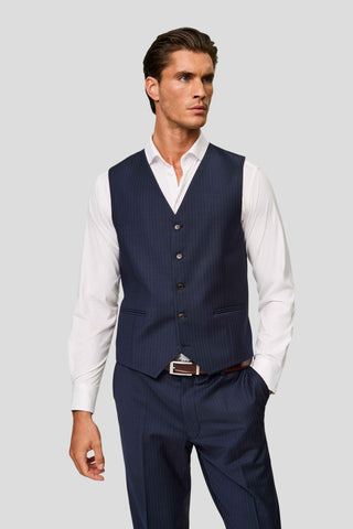 PREMIUM navy vest med nålestriber MBO