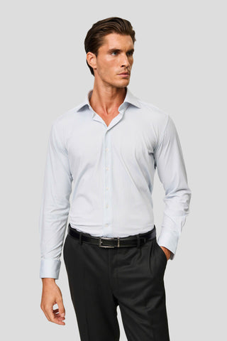 Signatur performance skjorte blå stribet slim Shirtmakers