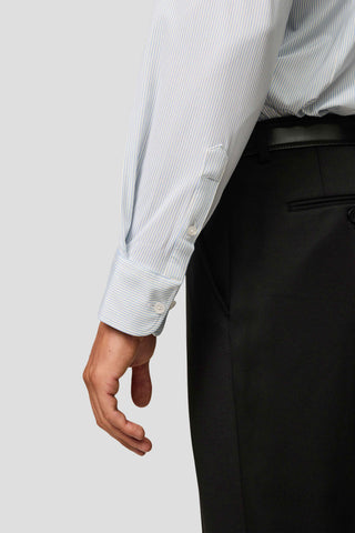 Signatur performance skjorte blå stribet slim Shirtmakers