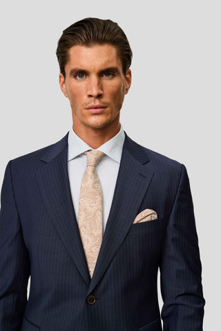 Signatur performance skjorte blå stribet slim Shirtmakers