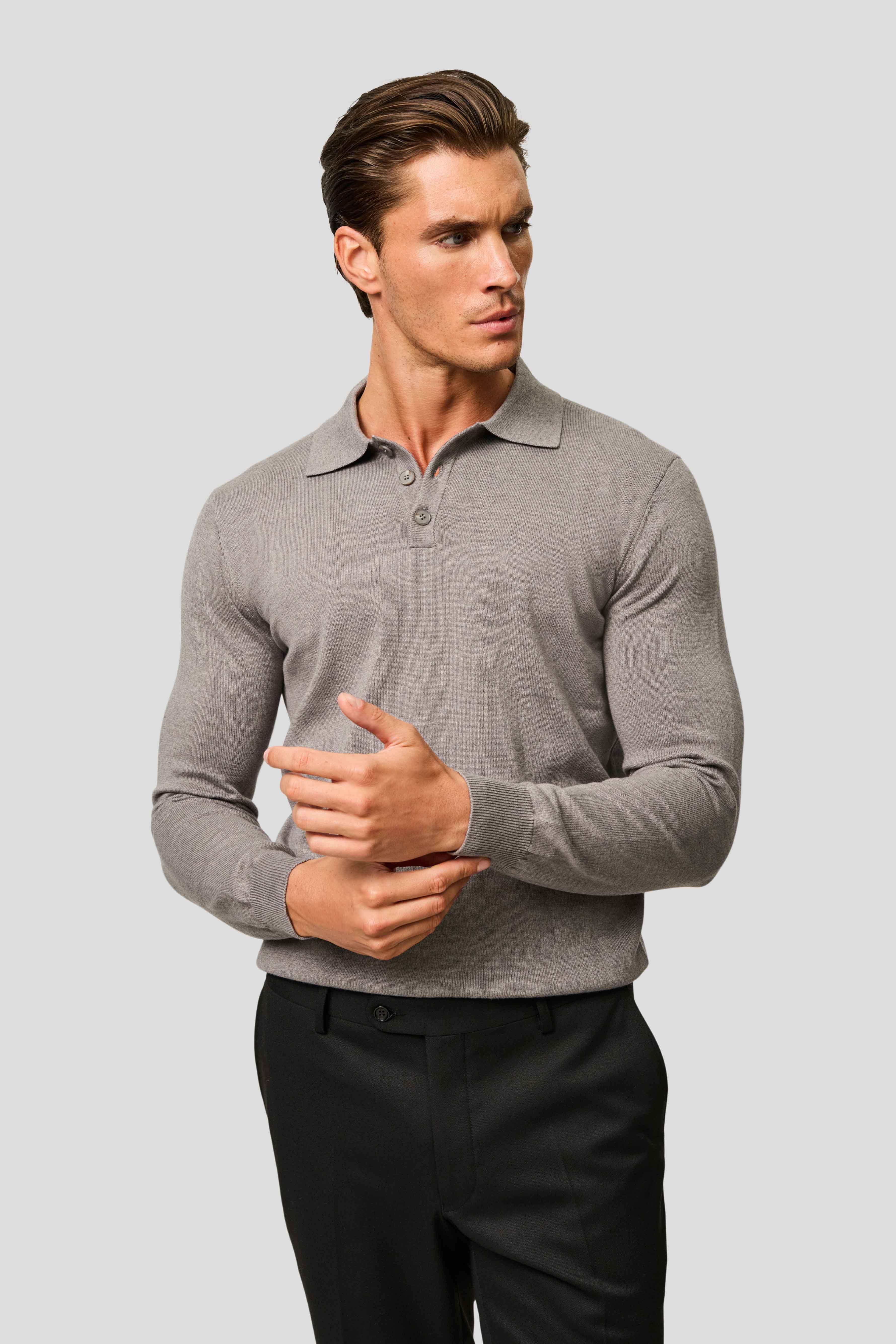 Grå langærmet polo HVIID