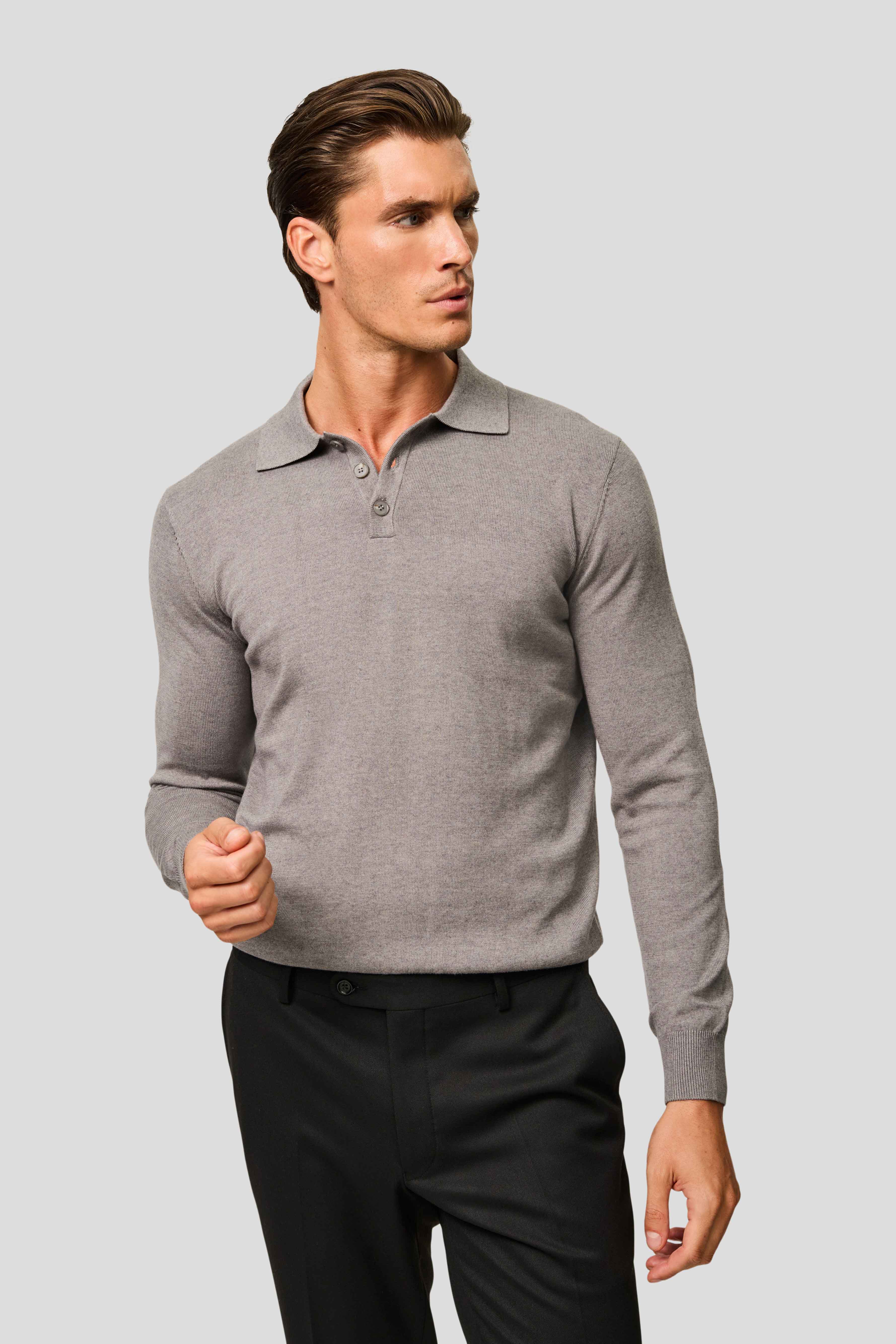 Grå langærmet polo HVIID