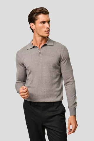 Grå langærmet polo HVIID