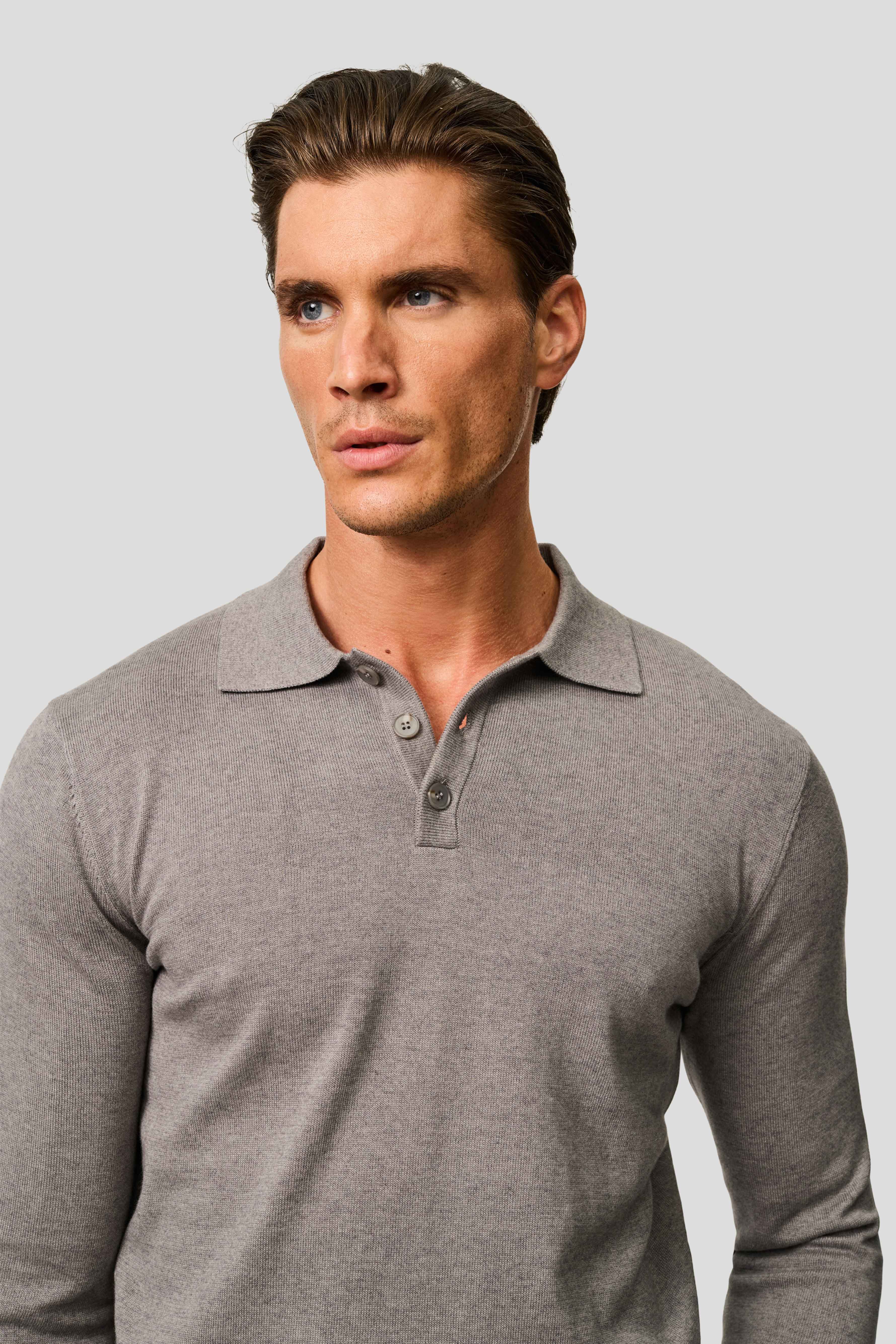Grå langærmet polo HVIID