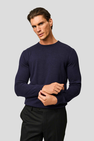 Navy o-neck striktrøje HVIID