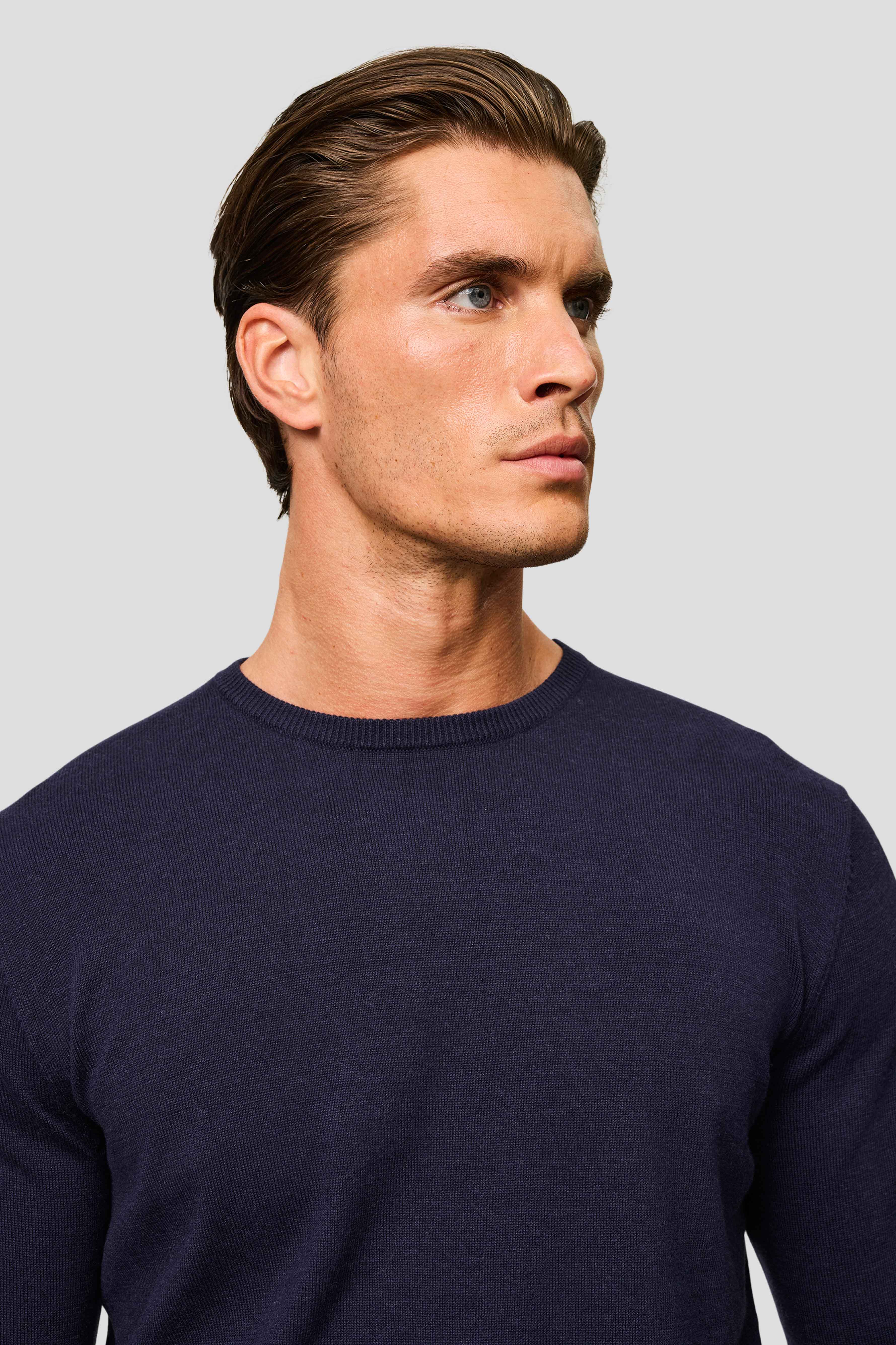 Navy o-neck striktrøje HVIID