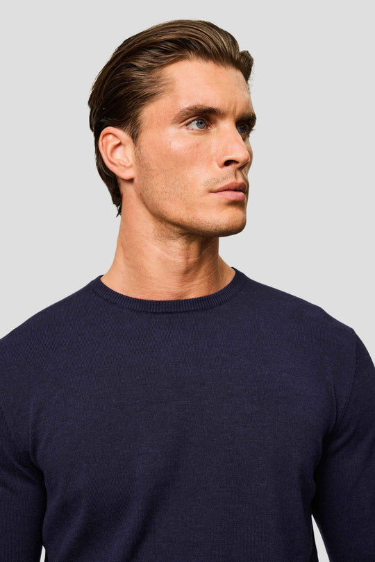 Navy o-neck striktrøje HVIID