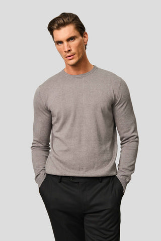 Grå o-neck striktrøje HVIID