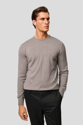 Grå o-neck striktrøje HVIID