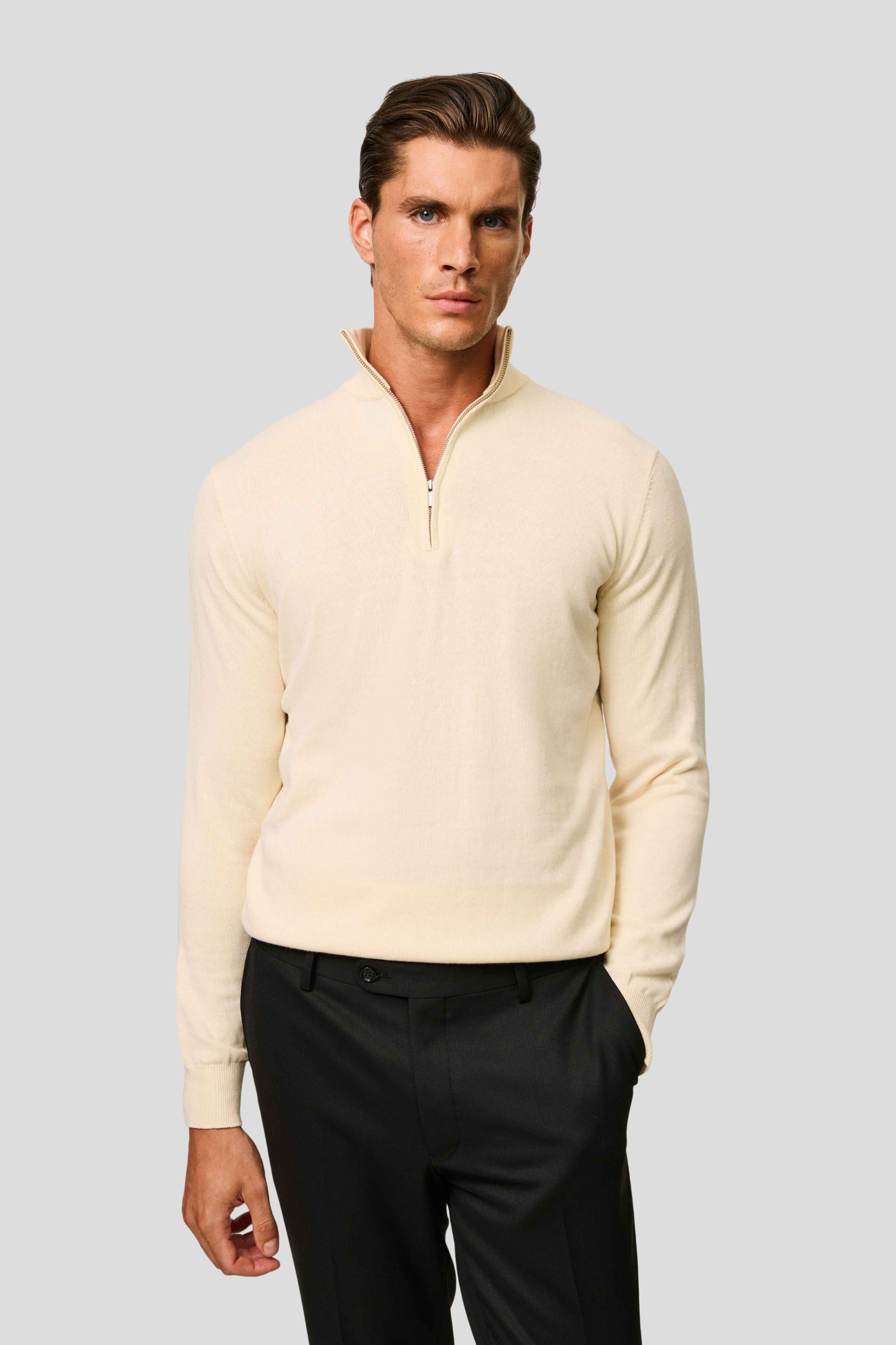 Off-white half-zip striktrøje HVIID