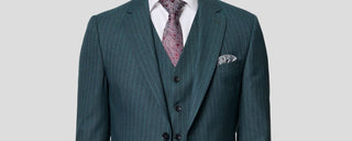 PRESTIGE grøn petrol vest med nålestriber MBO