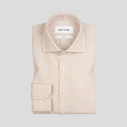 Signatur performance skjorte beige stribet slim